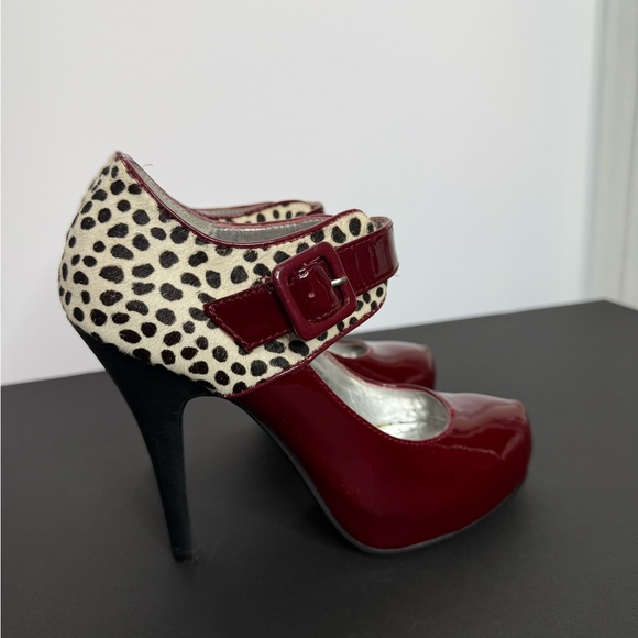 Naughty Monkey Red and Leopard Heels - Picture 1 of 9